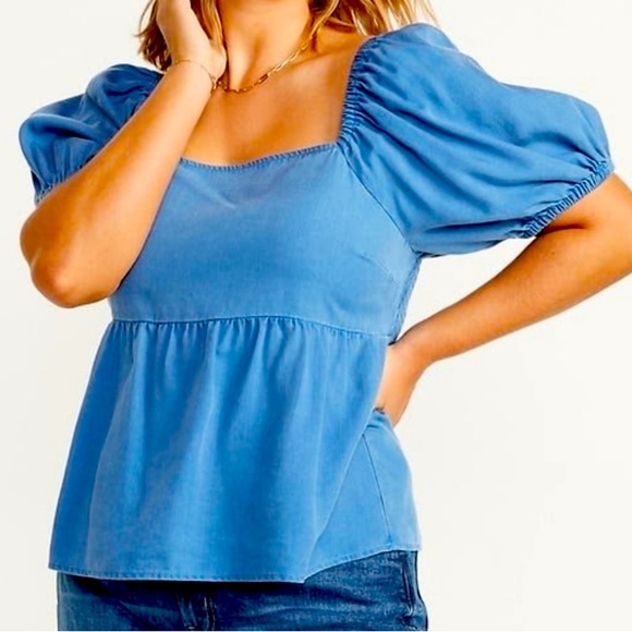 Old Navy Puff Sleeve Babydoll Blouse NWT - Picture 1 of 5
